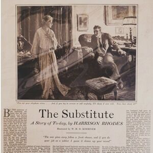 1918 The Substitute Original Vtg PRINT ARTICLE by Harrison Rhodes‎